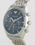 Emporio Armani Luigi Chronograph Quartz Blue Dial Silver Steel Strap Watch For Men - AR1974 Authentic Buy Shop Now