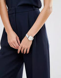 Emporio Armani Gianni T Bar Quartz Mother of Pearl Dial White Leather Strap Watch For Women - AR1965 Authentic Buy Shop Now
