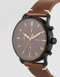 Fossil Commuter Chronograph Black Dial Brown Leather Strap Watch for Men - FS5403 Authentic Buy Shop Now