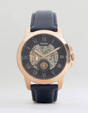 Fossil Grant Mechanical Blue Dial Blue Leather Strap Watch for Men - ME3054 Authentic Buy Shop Now