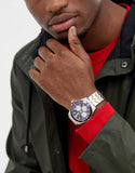 Guess Odyssey Blue Dial Two Tone Steel Strap Watch For Men - W1107G3 Authentic Buy Shop Now