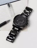 Michael Kors Brecken Chronograph Black Dial Black Steel Strap Watch For Men - MK8482 Authentic Buy Shop Now