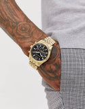 Michael Kors Lexington Chronograph Black Dial Gold Steel Strap Watch for Men - MK8286 Authentic Buy Shop Now