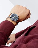 Michael Kors Gage Chronograph Blue Dial Brown Leather Strap Watch For Men - MK8362 Authentic Buy Shop Now