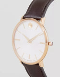 Movado Ultra Slim White Dial Brown Leather Strap Watch For Men - 0607089 Authentic Buy Shop Now