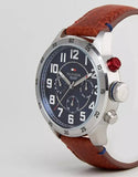 Tommy Hilfiger Trent Quartz Blue Dial Brown Leather Strap Watch for Men - 1791066 Authentic Buy Shop Now