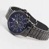 Tommy Hilfiger Kyle Quartz Blue Dial Black Steel Strap Watch for Men - 1791633 Authentic Buy Shop Now