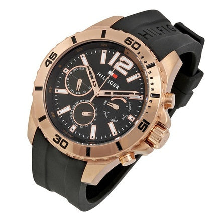 Tommy Hilfiger Sport Multifunction Black Dial Black Rubber Strap Watch for Men - 1791145 Authentic Buy Shop Now