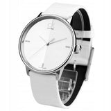 Calvin Klein Accent Silver Dial White Leather Strap Watch for Women - K2Y2X1K6 Authentic Buy Shop Now