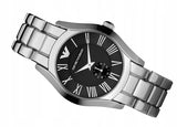 Emporio Armani Valente Black Dial Silver Steel Strap Watch For Men - AR0680 Authentic Buy Shop Now