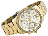 Guess Mini Sunrise Diamonds Silver Dial Gold Steel Strap Watch for Women - W0623L3 Authentic Buy Shop Now