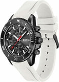 Hugo Boss Admiral Chronograph Black Dial White Rubber Strap Watch for Men - 1513966 Authentic Buy Shop Now
