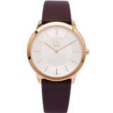 Calvin Klein Minimal White Dial Brown Leather Strap Watch for Men - K3M216G6 Authentic Buy Shop Now