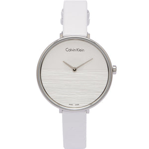 Calvin Klein Rise White Grey Dial White Leather Strap Watch for Women - K7A231L6 Authentic Buy Shop Now