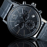 Calvin Klein Post Minimal Chronograph Black Dial Black Leather Strap Watch for Men - K7627401 Authentic Buy Shop Now