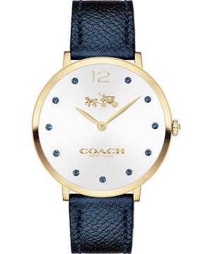 Coach Slim Easton Silver Dial Blue Leather Strap Watch for Women - 14502687 Authentic Buy Shop Now