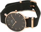 Daniel Wellington Classic Petite Cornwall Black Dial Black NATO Strap Watch For Women - DW00100215 Authentic Buy Shop Now