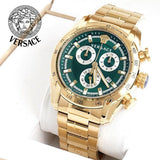 Versace V-Ray Chronograph Quartz Green Dial Gold Steel Strap Watch For Men - VE2I00621 Authentic Buy Shop Now