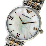 Emporio Armani Gianni T-Bar Mother of Pearl Dial Two Tone Steel Strap Watch For Women - AR1987 Authentic Buy Shop Now