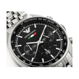 Emporio Armani Team Italia Chronograph Black Dial Silver Steel Strap Watch For Men - AR5983 Authentic Buy Shop Now