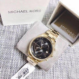 Michael Kors Blair Quartz Black Dial Gold Steel Strap Watch For Women - MK6497 Authentic Buy Shop Now