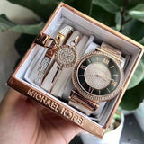 Michael Kors Catlin Black Dial Rose Gold Steel Strap Watch for Women - MK3339 Authentic Buy Shop Now