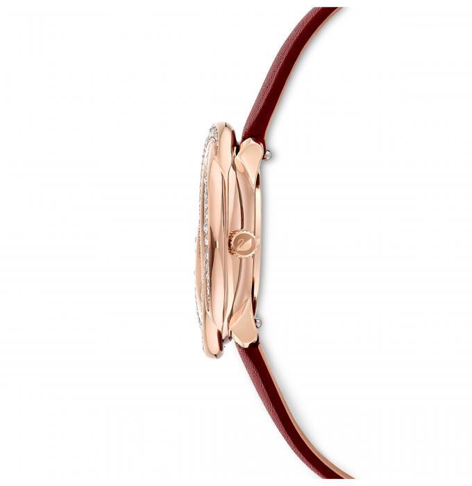Swarovski Crystal Flower Red Dial Red Leather Strap Watch for Women - 5552780 Authentic Buy Shop Now