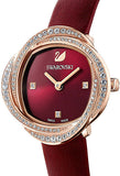 Swarovski Crystal Flower Red Dial Red Leather Strap Watch for Women - 5552780 Authentic Buy Shop Now