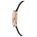 Swarovski Crystal Flower Black Dial Black Leather Strap Watch for Women - 5552421 Authentic Buy Shop Now