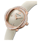 Swarovski Crystal Flower Grey Dial Grey Leather Strap Watch for for Women - 5552424 Authentic Buy Shop Now