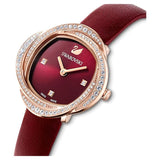 Swarovski Crystal Flower Red Dial Red Leather Strap Watch for Women - 5552780 Authentic Buy Shop Now