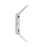 Swarovski Crystal Frost Silver Dial White Leather Strap Watch for Women - 5484070 Authentic Buy Shop Now