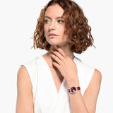 Swarovski Crystal Frost Red Dial Red Leather Strap Watch for Women - 5519226 Authentic Buy Shop Now