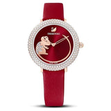 Swarovski Crystal Frost Red Dial Red Leather Strap Watch for Women - 5519226 Authentic Buy Shop Now