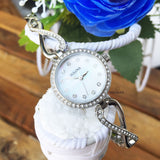 Bulova Crystals Quartz Mother of Pearl Dial Silver Steel Strap Watch for Women - 96X129 Authentic Buy Shop Now