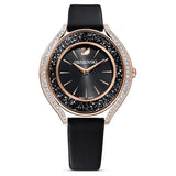 Swarovski Crystalline Aura Black Dial Black Leather Strap Watch for Women - 5558634 Authentic Buy Shop Now