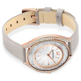 Swarovski Crystalline Aura Silver Dial Beige Leather Strap Watch for Women - 5519450 Authentic Buy Shop Now