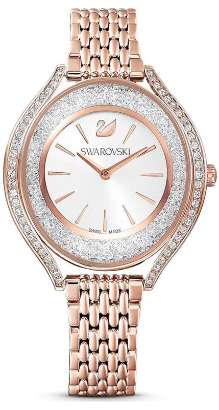 Swarovski Crystalline Aura Silver Dial Rose Gold Steel Strap Watch for Women - 5519459 Authentic Buy Shop Now