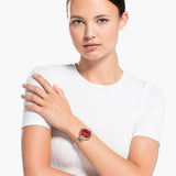 Swarovski Crystalline Chic Red Dial Rose Gold Steel Strap Watch for Women - 5547608 Authentic Buy Shop Now
