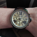 Michael Kors Wren Chronograph Gold Dial Black Steel Strap Watch for Women - MK5961 Authentic Buy Shop Now