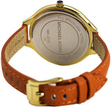Michael Kors Runway Quartz Gold Dial Orange Leather Strap Watch For Women - MK2275 Authentic Buy Shop Now