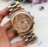 Michael Kors Runway Chronograph Rose Gold Dial Rose Gold Steel Strap Watch for Men - MK8096 Authentic Buy Shop Now