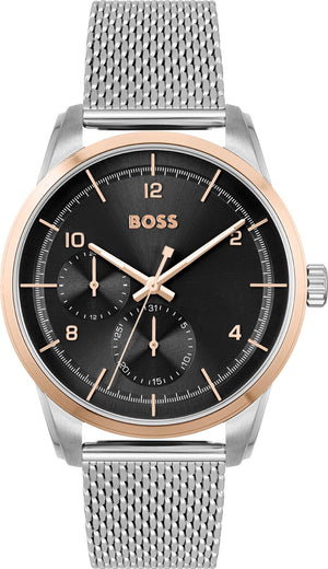 Hugo Boss Sophio Black Dial Silver Mesh Bracelet Watch for Men -1513961 Authentic Buy Shop Now