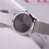 Calvin Klein Minimal Grey Dial Silver Mesh Bracelet Watch for Women - K3M221Y3 Authentic Buy Shop Now