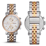 Fossil Boyfriend Chronograph White Dial Two Tone Steel Strap Watch for Women - ES3840 Authentic Buy Shop Now
