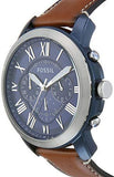 Fossil Grant Chronograph Blue Dial Brown Leather Strap Watch for Men - FS5151 Authentic Buy Shop Now