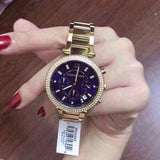 Michael Kors Parker Chronograph Blue Dial Gold Steel Strap Watch For Women - MK6262 Authentic Buy Shop Now