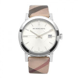 Burberry The City Nova Silver Dial White Leather Strap Watch for Women - BU9022 Authentic Buy Shop Now