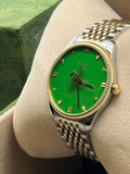 Gucci G Timeless Quartz Green Dial Two Tone Steel Strap Watch For Men - YA1264182 Authentic Buy Shop Now