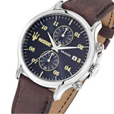 Maserati Epoca Chronograph Blue Dial Brown Leather Strap Watch For Men - R8871618001 Authentic Buy Shop Now
